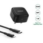 UGREEN 20W Type-C PD Fast Charger With MFI Type-C to Lightning 1 Meter MFI Certified Cable Set – Black – CD137 – 60624 –(1YW) - Image 4
