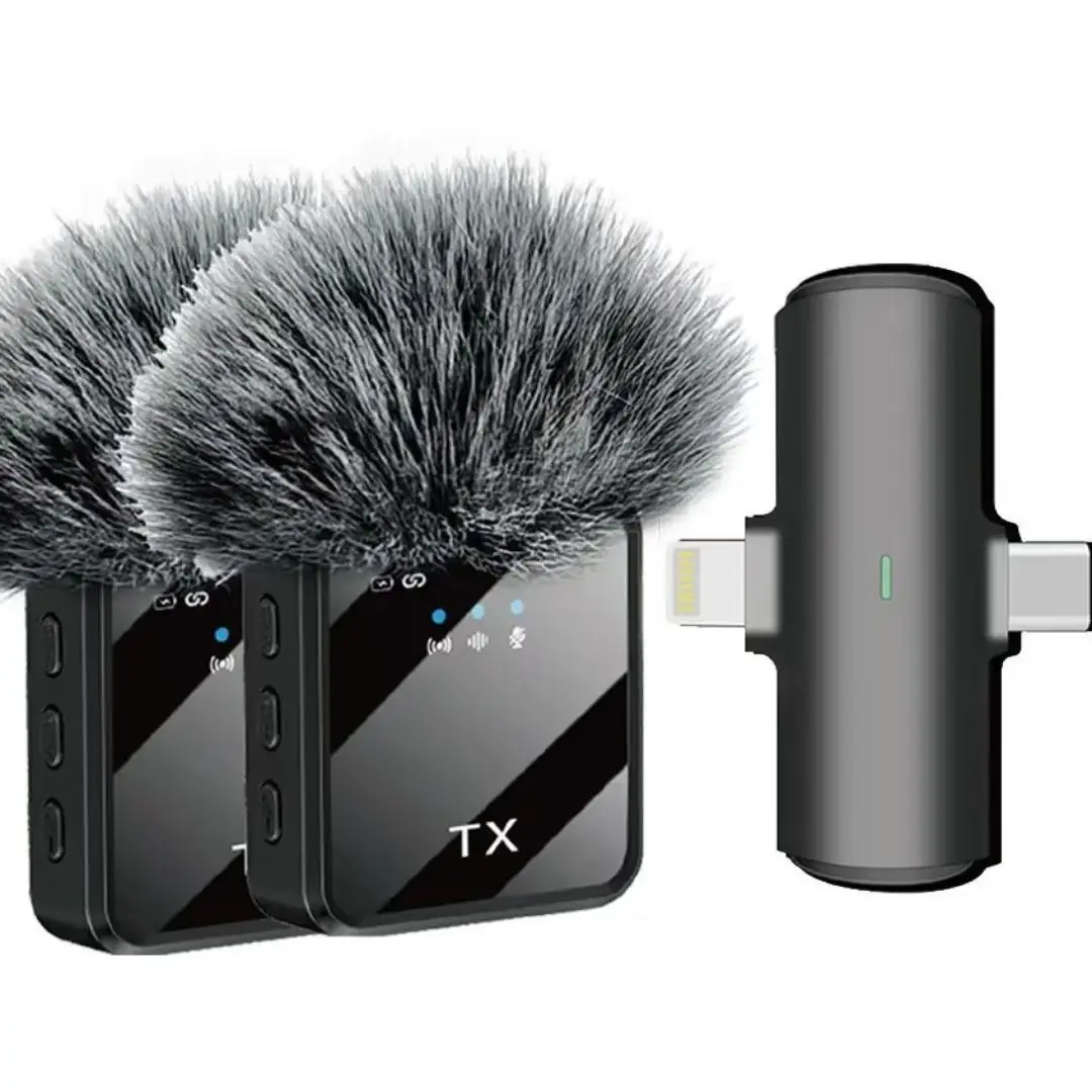 Ha498a888bad142e8b7b9692f1aded3b0Z F15-2 Wireless Microphone 2 in 1 (Type C & Lightning) (Dual Mic) - Image 1