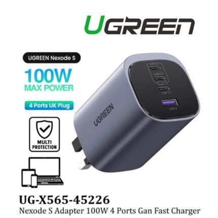 UGREEN Nexode S 100W GaN Fast Charger UK (USB-A x 01 + Type-C x 03 ) -(1YW)