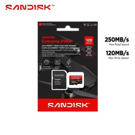 SANDISK Extreme PRO 128GB microSD UHS-I Card 5K V30 A2 High Performance Micro SD Memory Card up to 250MB/s Read (3YW)