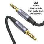 UGREEN 2m 3.5mm 4-Pole Male to Male Aux Audio Cable (Mic Supported) AV183 – 20782 – (1YW)