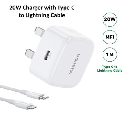UGREEN 20W Type-C PD Fast Charger With MFI Type-C to Lightning 1 Meter Cable Set – CD137 – 70297 –(1YW)