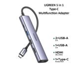 Ugreen 5 in 1 Type-C Multifunction Adapter Type-C to 2xUSB-A 2.0 1xUSB-A 3.0 HDMI PD - CM478 - 15495 - (1YW)