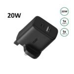 UGREEN 20W Type-C + USB A Port Fast Charger UK Pin (Black)- X227 – 45304 –(1YW)