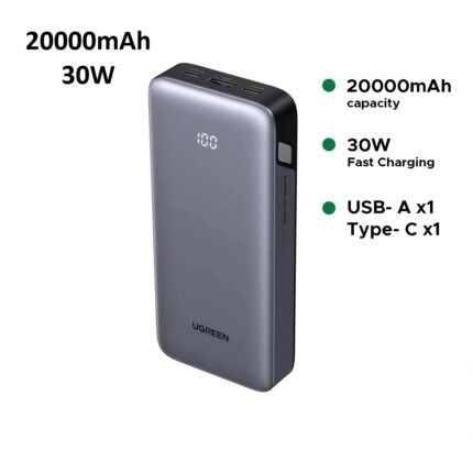 UGREEN 20000mAh 30W Fast Charging Power Bank – PB532 – 55989B –(1YW)