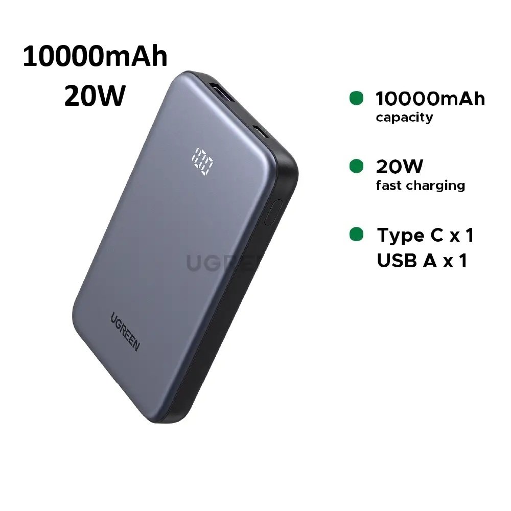 7899 UGREEN 10000mAh 20W Zapix Series Two-way Fast Charging Power Bank – PB507 – 75131B –(1YW) - Image 1
