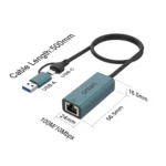 onten USB-A & USB-C to Ethernet Adapter (USB to RJ45) RJ45 100M OTN-UE106 (6MW) - Image 3