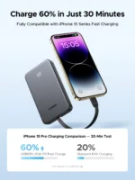 UGREEN 20W 10000Mah Power Bank with Built-in Cable - PB526 - 75161B -(1YW) - Image 11