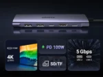 UGREEN 7 In 1 Type-C Multifunction Hub ( Type-c to HDMI 4K30Hz/2xUSB 3.0 /1xType-C Data /Type-C PD 100W /1xSD+TF )- CM195 – 15214 - (1YW) - Image 6