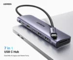 UGREEN 7 In 1 Type-C Multifunction Hub ( Type-c to HDMI 4K30Hz/2xUSB 3.0 /1xType-C Data /Type-C PD 100W /1xSD+TF )- CM195 – 15214 - (1YW) - Image 3