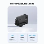 UGREEN 20W Type-C + USB A Port Fast Charger UK Pin (Black)- X227 – 45304 –(1YW) - Image 2