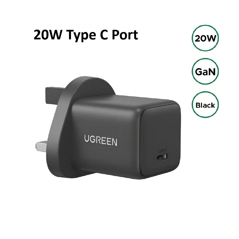 7890 UGREEN 20W USB-C GaN Fast Charger UK Pin – X512 – 55529 – (18MW) - Image 1