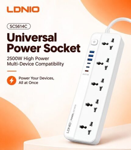 LDNIO SC5614C 5 Universal Power Socket 2 Meter with USB-C x 3 + USB-A x 3 (6MW)